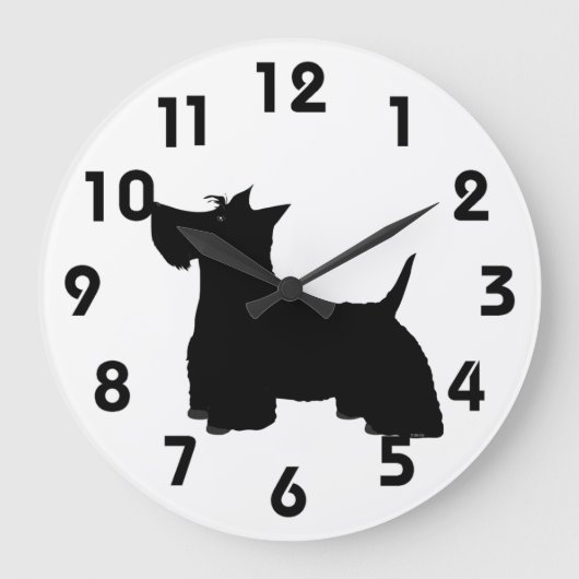 Scottish Terrier Wall Clock Große Wanduhr (Vorderseite)