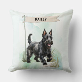 Scottish Terrier Watercolor Personalized Dog Kissen