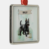 Scottish Terrier Watercolor Personalized Dog Ornament Aus Metall (Rechts)