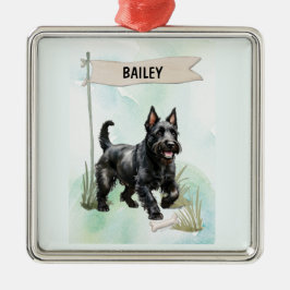 Scottish Terrier Watercolor Personalized Dog Ornament Aus Metall
