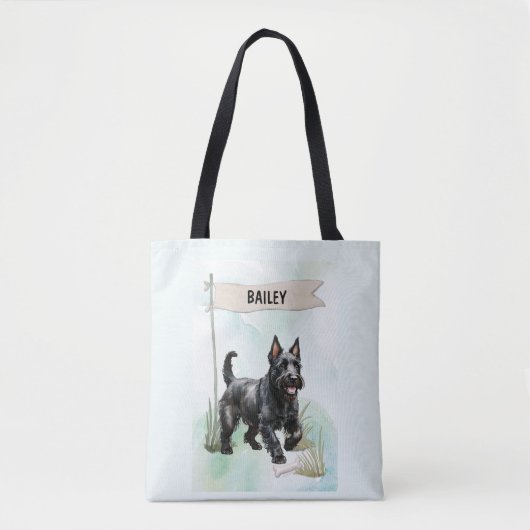 Scottish Terrier Watercolor Personalized Dog Tasche (Vorderseite)