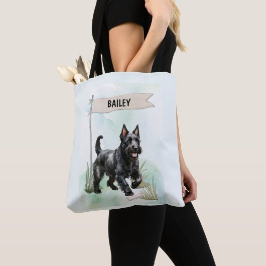 Scottish Terrier Watercolor Personalized Dog Tasche (Von Nahem)