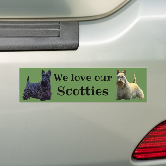 Scottish Terrier, We Liebe unsere, Weiß/Schwarz Autoaufkleber (Auf Auto)