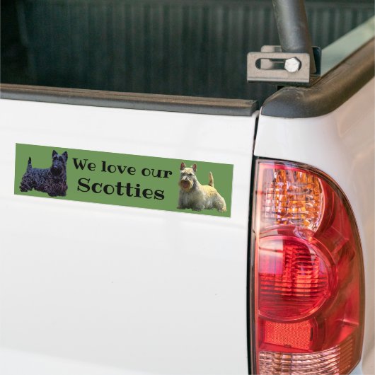 Scottish Terrier, We Liebe unsere, Weiß/Schwarz Autoaufkleber (Auf Lkw)