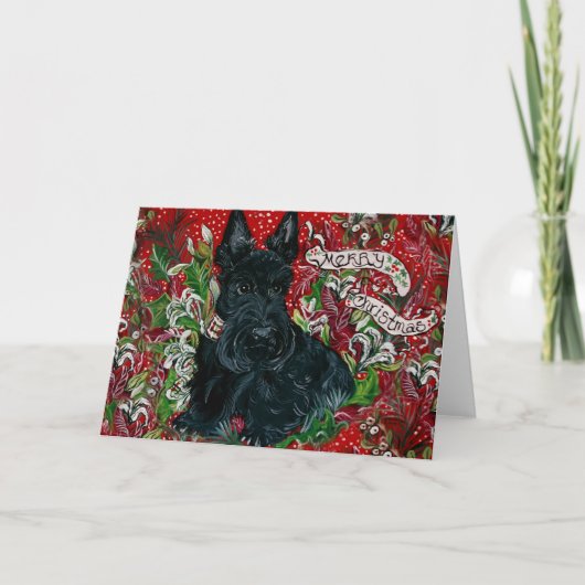 Scottish-Terrier-Weihnachten Feiertagskarte (Vorderseite)