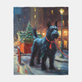 Scottish Terrier Weihnachtsfeiersaison Fleecedecke (Vorderseite)