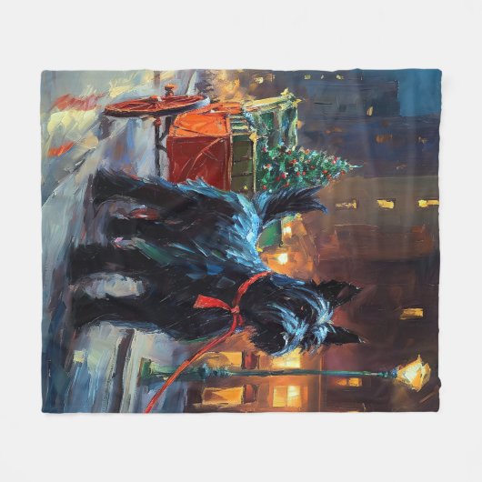 Scottish Terrier Weihnachtsfeiersaison Fleecedecke (Vorderseite (Horizontal))