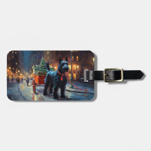 Scottish Terrier Weihnachtsfeiersaison Gepäckanhänger (Vorderseite horizontal)