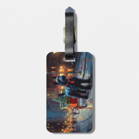 Scottish Terrier Weihnachtsfeiersaison Gepäckanhänger (Rückseite vertikal)