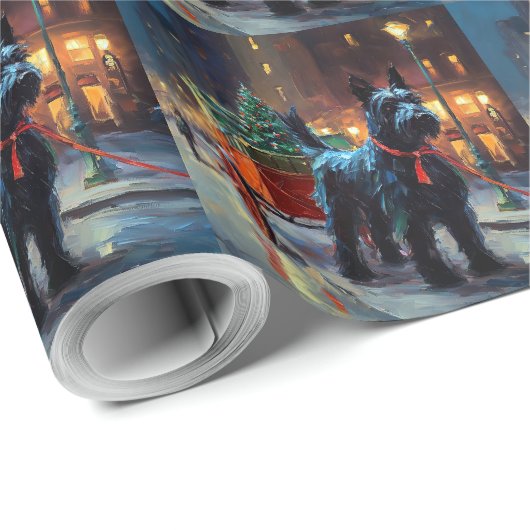 Scottish Terrier Weihnachtsfeiersaison Geschenkpapier (Rolleneckpunkt)