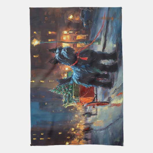 Scottish Terrier Weihnachtsfeiersaison Geschirrtuch (Vertikal)