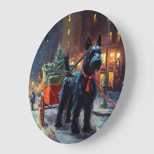 Scottish Terrier Weihnachtsfeiersaison Große Wanduhr (Winkel)