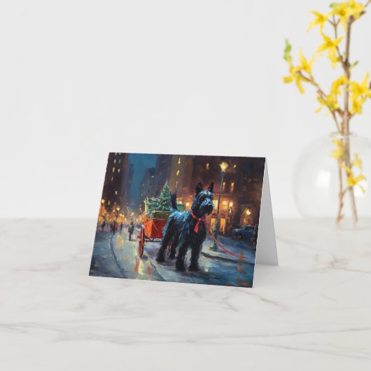 Scottish Terrier Weihnachtsfeiersaison Karte (Gelbe Blume)