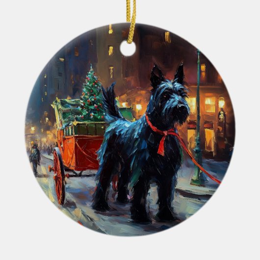 Scottish Terrier Weihnachtsfeiersaison Keramik Ornament (Vorne)