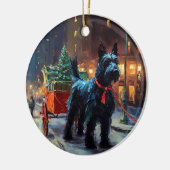 Scottish Terrier Weihnachtsfeiersaison Keramik Ornament (Links)