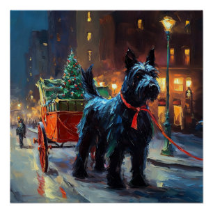 Scottish Terrier Weihnachtsfeiersaison Poster