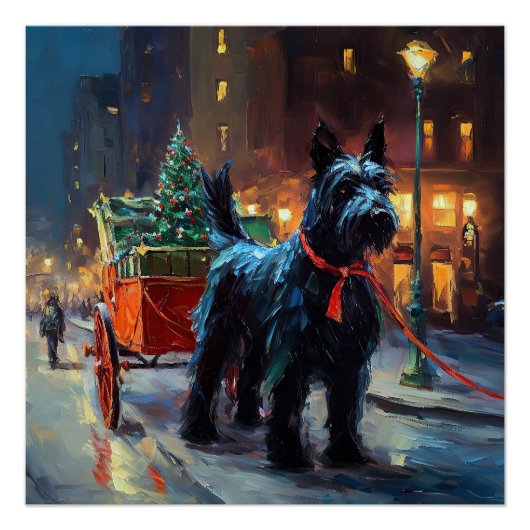Scottish Terrier Weihnachtsfeiersaison Poster (Vorderseite)