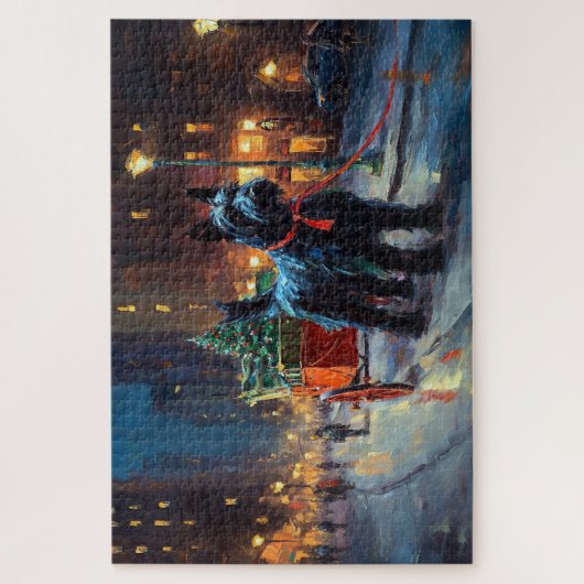 Scottish Terrier Weihnachtsfeiersaison Puzzle (Vertikal)