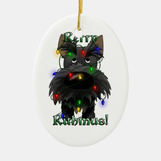Scottish Terrier - Weihnachtslichter Keramik Ornament