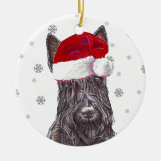 Scottish Terrier - Weihnachtsmannmütze Christmas B Keramik Ornament
