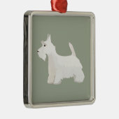 Scottish Terrier Wheaten Basic Breed Sihouette Ornament Aus Metall (Rechts)