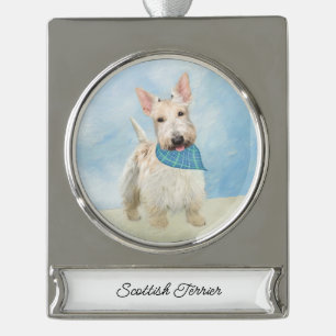 Scottish Terrier Wheaten Dog Malerei Original Art Banner-Ornament Silber