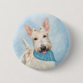 Scottish Terrier Wheaten Dog Malerei Original Art Button (Vorderseite)