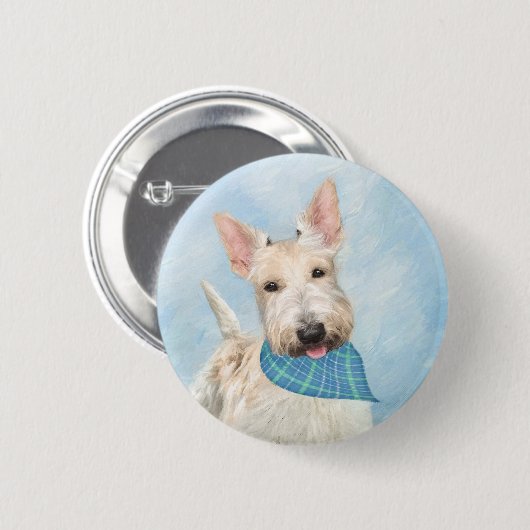 Scottish Terrier Wheaten Dog Malerei Original Art Button (Vorne & Hinten)