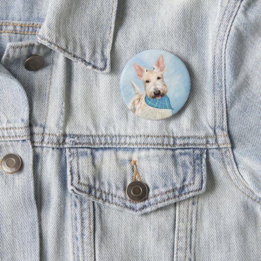 Scottish Terrier Wheaten Dog Malerei Original Art Button (Beispiel)