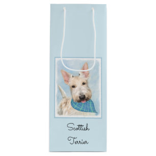 Scottish Terrier Wheaten Dog Malerei Original Art Geschenktüte Für Weinflaschen