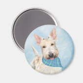 Scottish Terrier Wheaten Dog Malerei Original Art Magnet (Vorderseite/Rückseite)