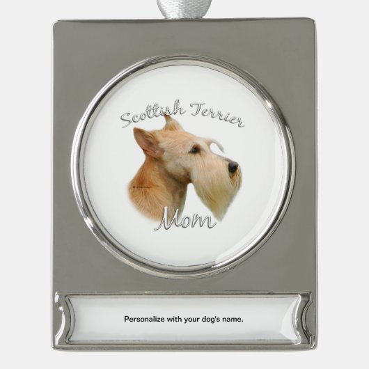 Scottish Terrier (Wheaten) Mama 2 Banner-Ornament Silber (Vorderseite)