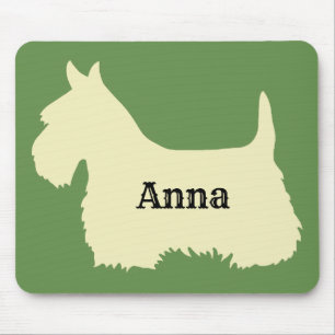 Scottish Terrier Wheels Silhouette, Insel grün Mousepad