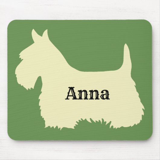 Scottish Terrier Wheels Silhouette, Insel grün Mousepad (Vorne)