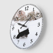 Scottish Terrier Winter Clock Große Wanduhr (Winkel)