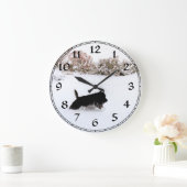 Scottish Terrier Winter Clock Große Wanduhr (Zuhause)