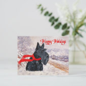 Scottish Terrier Winter Holiday Feiertagspostkarte (Stehend Vorderseite)