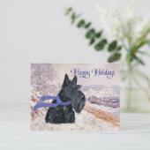 Scottish Terrier Winter Holiday Feiertagspostkarte (Stehend Vorderseite)