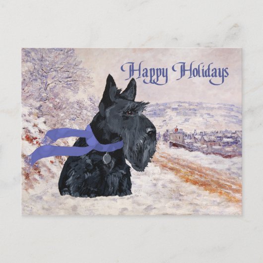 Scottish Terrier Winter Holiday Feiertagspostkarte (Vorderseite)