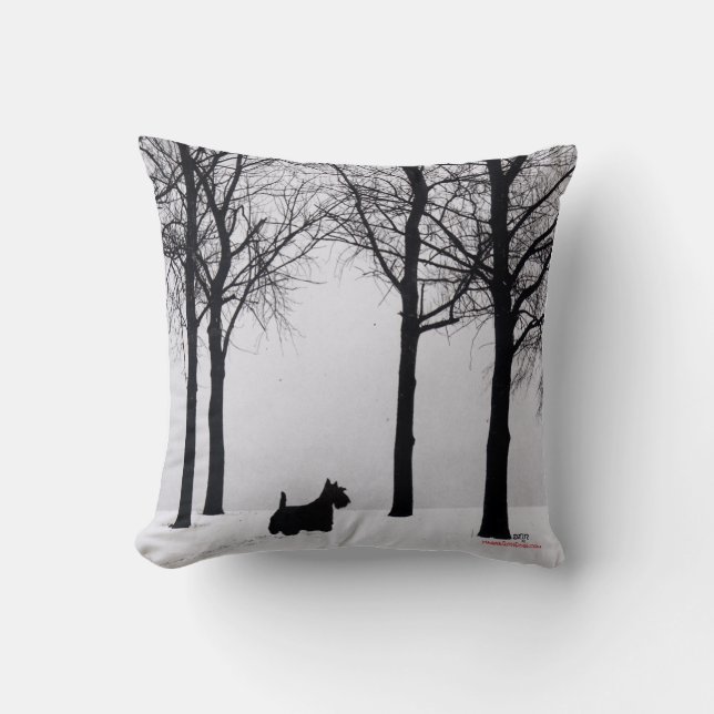 Scottish Terrier Winter Pillow Kissen (Vorderseite)