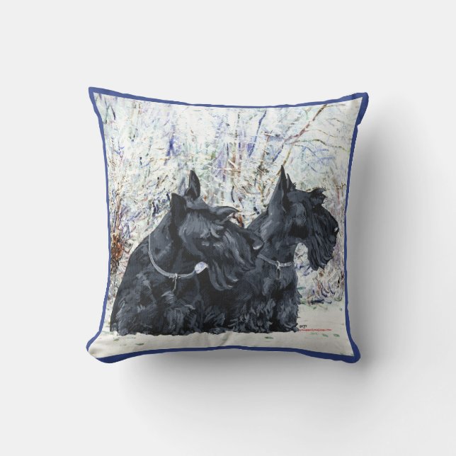 Scottish Terrier Winter Pillow Kissen (Vorderseite)