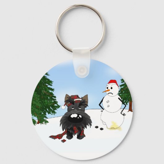 Scottish Terrier Winter Scene Schlüsselanhänger (Vorderseite)