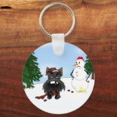 Scottish Terrier Winter Scene Schlüsselanhänger (Vorderseite)