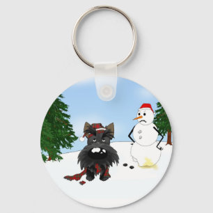 Scottish-Terrier-Winter-Szene Schlüsselanhänger