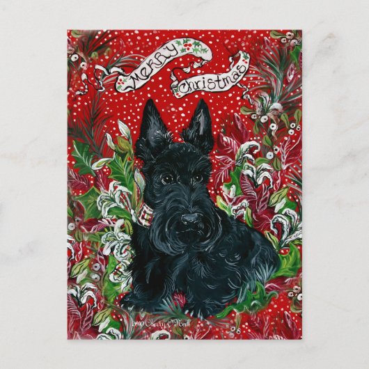 Scottish Terrier Xmas Feiertagspostkarte (Vorderseite)