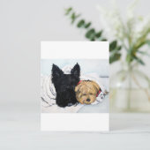Scottish Terrier & Yorkie Best Friends Postkarte (Stehend Vorderseite)