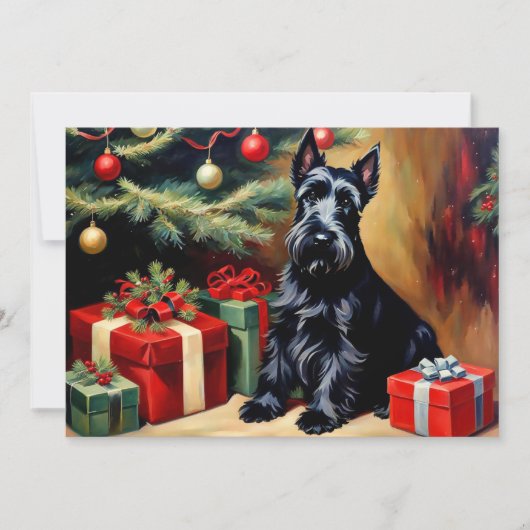 Scottish Terrier zu Weihnachten Karte (Vorderseite)