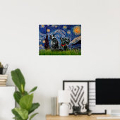 Scottish Terrier (zwei schwarze) - Starry Night Poster (Heimbüro)