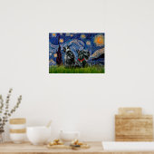 Scottish Terrier (zwei schwarze) - Starry Night Poster (Küche)