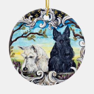 Scottish-TerrierCartouche Keramikornament